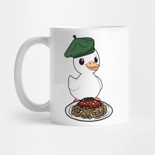 Cute Fat duck is eating spaghetti Mug